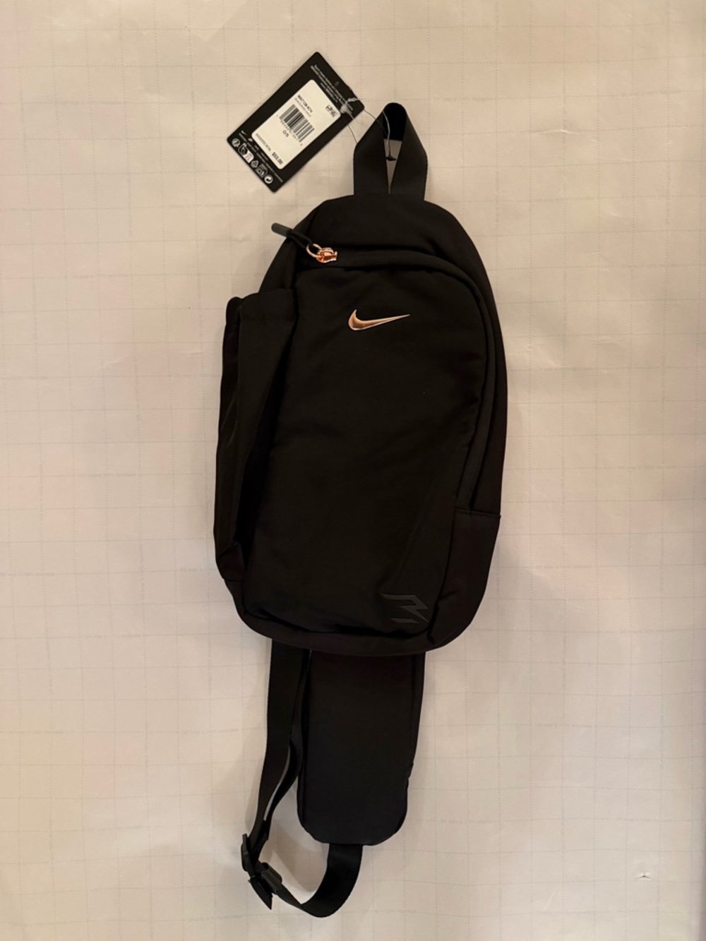 Nike Black Sling Bag with Rose Gold Swoosh logo